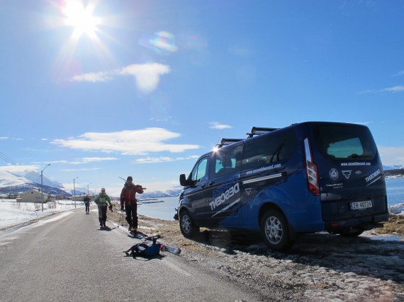 One of our great days this season with warm weather and perfect spring skiing. The new van is an upgrade for sure! Photo: Jimmy Halvardsson